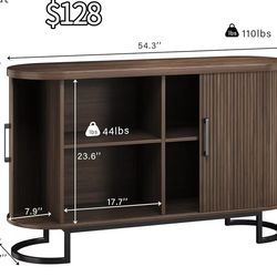 😀 Sideboard Buffet Cabinet with Storage, 54.3" Storage Cabinet with Sliding Door & Adjustable Shelf, Mid Century Modern Coffee Bar Console Table for 