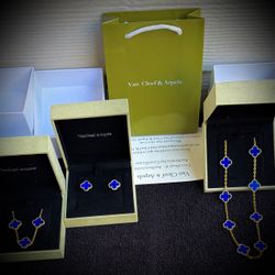 Van Cleef & Arpels Gold and Blue Vintage Alhambra Set ***NEW***