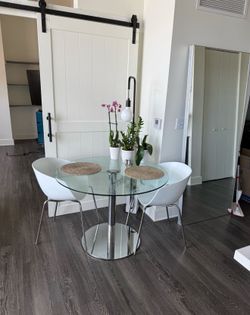 40in Glass Round Dining Table Contemporary
