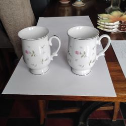 Vintage 1970 Sheffield Fine China Rambling Rose Coffee Tea Mug Set Of 2