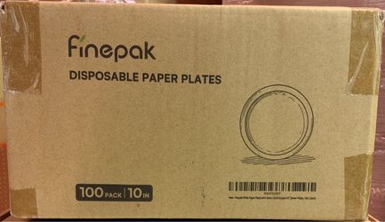 Finepak Disposable Paper Plates 100-Pack 10 Inch