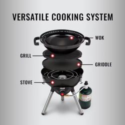 Coleman 4-in-1 Portable Propane Gas Cooking System, Case, Cover - NEW