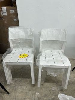 Stackable Dining Chairs Set of 8 – White Plastic Indoor & Outdoor Patio Chairs  🤍 Wide Seat & Curved Back ✅ Stackable & Space-Saving ✅ No Assembly Re