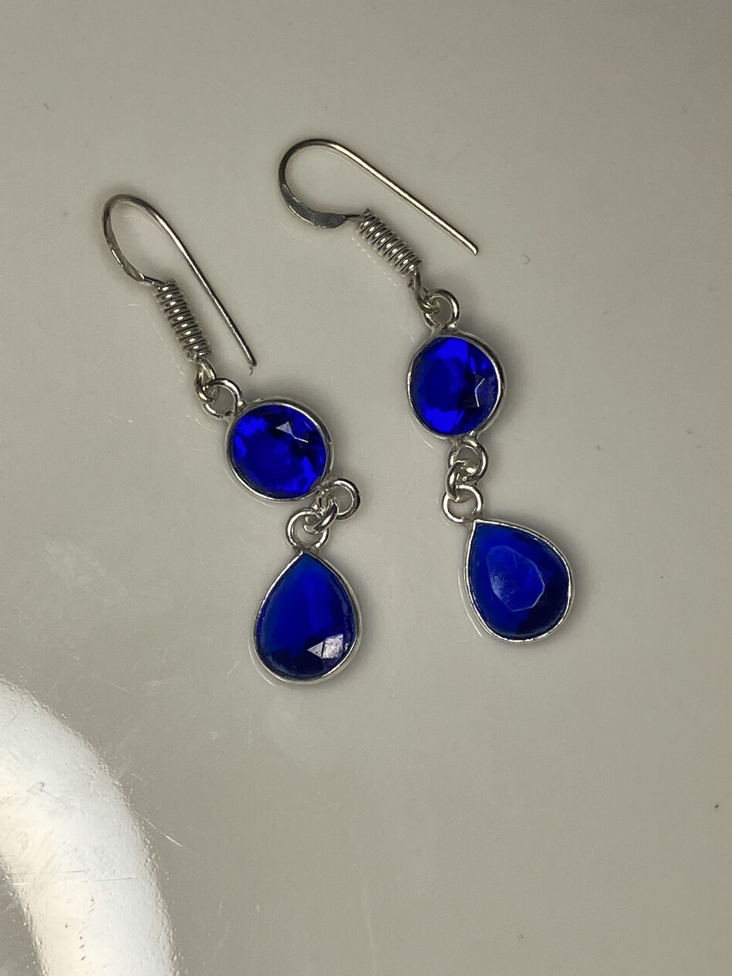 925 Sterling Silver Sapphire Earrings