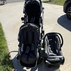 Evenflo Newborn Car Seat And Double Stroller 