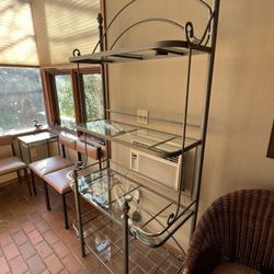 Bakers Rack With Glass Shelving