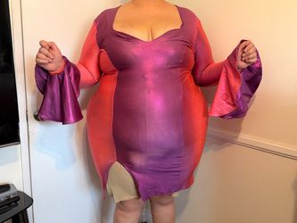 Pink & Purple Metallic Bell Sleeve Mini Dress | 24/26