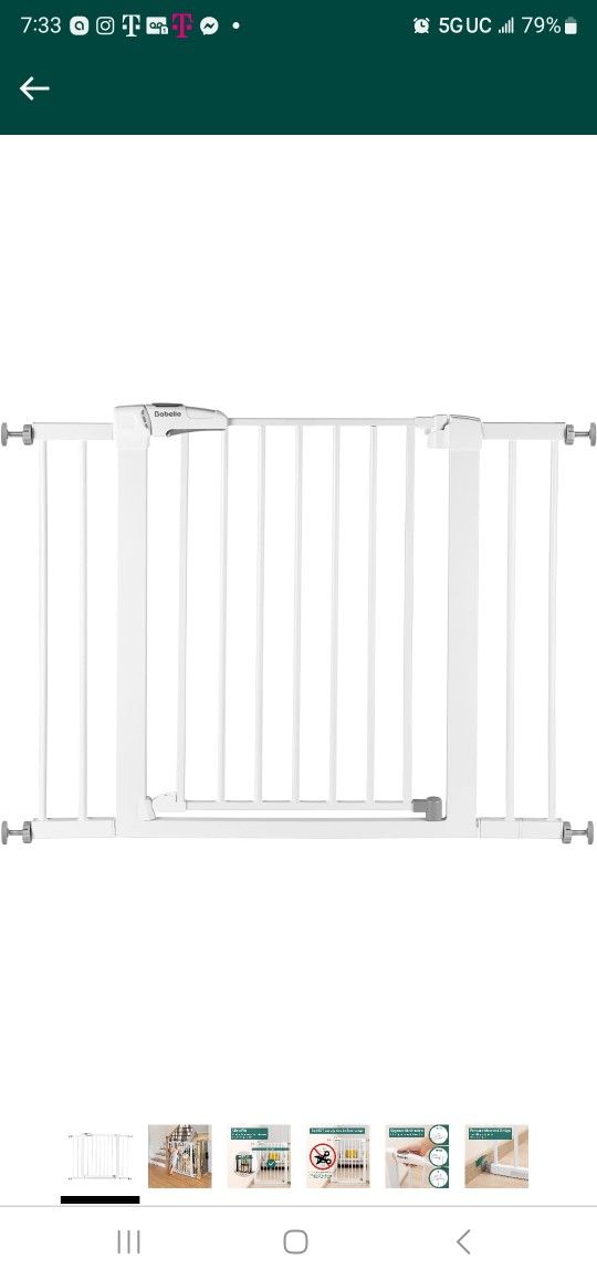 Gate for Doorways and Stairs, 29.5 × 40.55" Auto Close Dog/Puppy Gate, Easy Install, Pressure Mounted, No Drilling, fits for Narrow and Wide Doorways