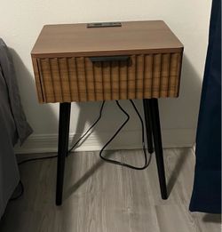 Mid-Century Nightstand SET with Built-In Power Outlet