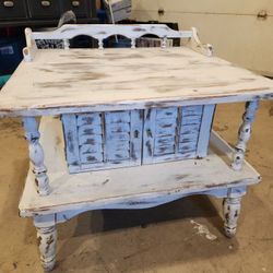 Shabby Chic White End Table Farmhouse