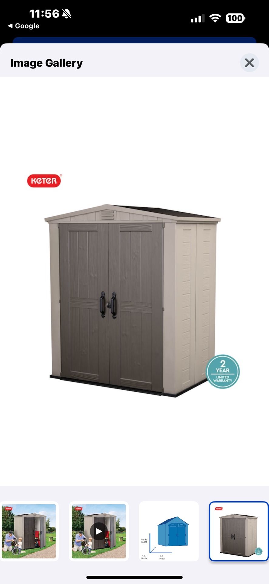 New Plastic Storage Shed 6ft X 3ft $400