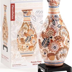 PieceRelax 3D Puzzle Vase for Adults to Flower Arrangement and Home Decoration Made By 160 Curved Plastic Puzzle Pieces - Autumn Abundance, for Mom [S