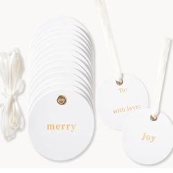  Brand: Lortarl Lortarl Christmas Gift Tags - Premium Round Gift Tags with Gold Foil, “Merry”, “Joy”, “to” and “with Love”, Set of 30 with Satin Ribbo