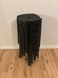 6 Pack Plastic Stackable Stools 18 Inch Portable Nesting Stack Stools Round Colorful Backless