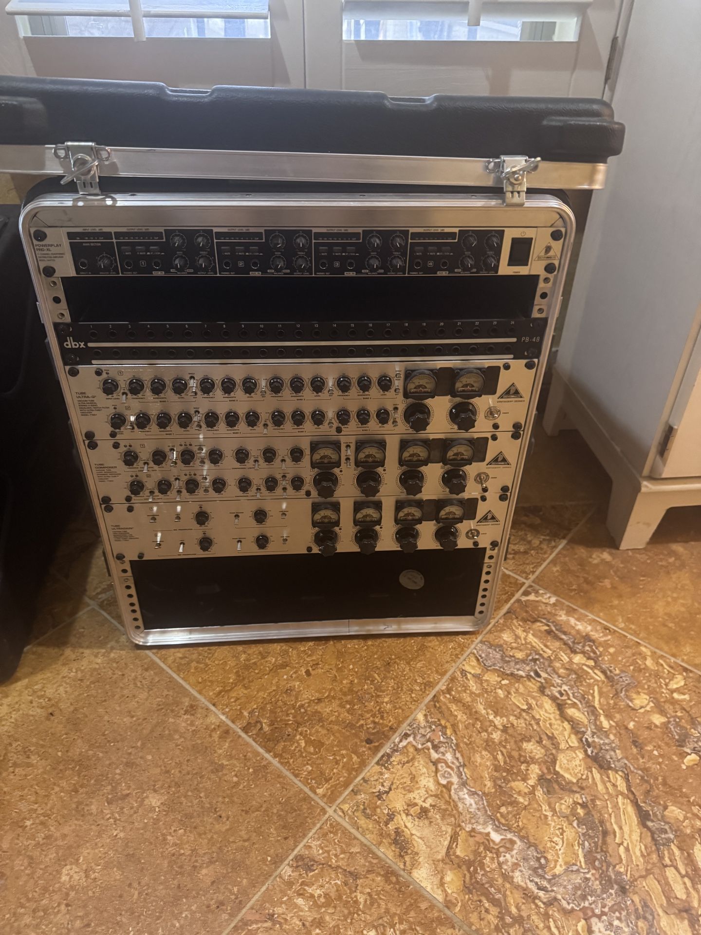 SKB 1SKB R12U 23.7 x 22.4 x 24 Equipment Rack w/ Behringer Powerplay Pro XL 4 Channel Headphones Distribution Amplifier HA4700, Tube Ultra Q Etc etc