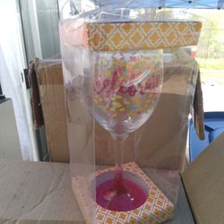 BRAND NEW "Celebrate" Novelty Wine Glass $9.75