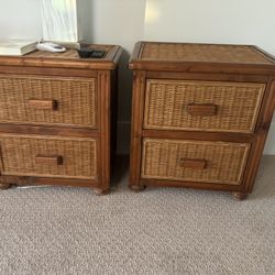 2 Rattan Style Bedside Tables 