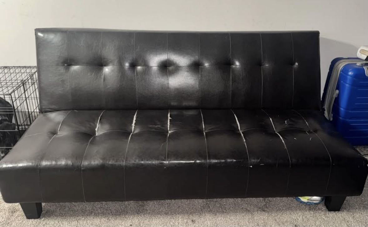 Black leather Futon (NEED GONE 12/5/2025)