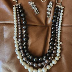 Stunning Givenchy faux pearl and rhinestone necklace with earrings