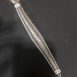 Lois Hill Woven Sterling Silver Tapered Bracelet (unisex) 41.0g