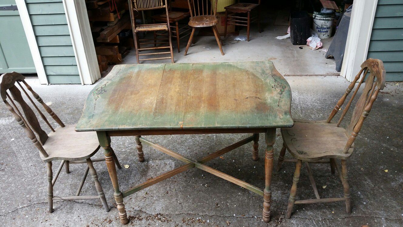 Antique Table/2 matching chairs