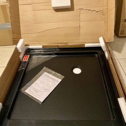 36 in. D x 36 in. W Corner Drain Double Threshold Shower Base