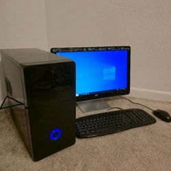 Computer Desktop PC Monitor Full Setup HP Dell 6GB RAM 120 GB WD Harddrive Keyboard Mouse Windows 10