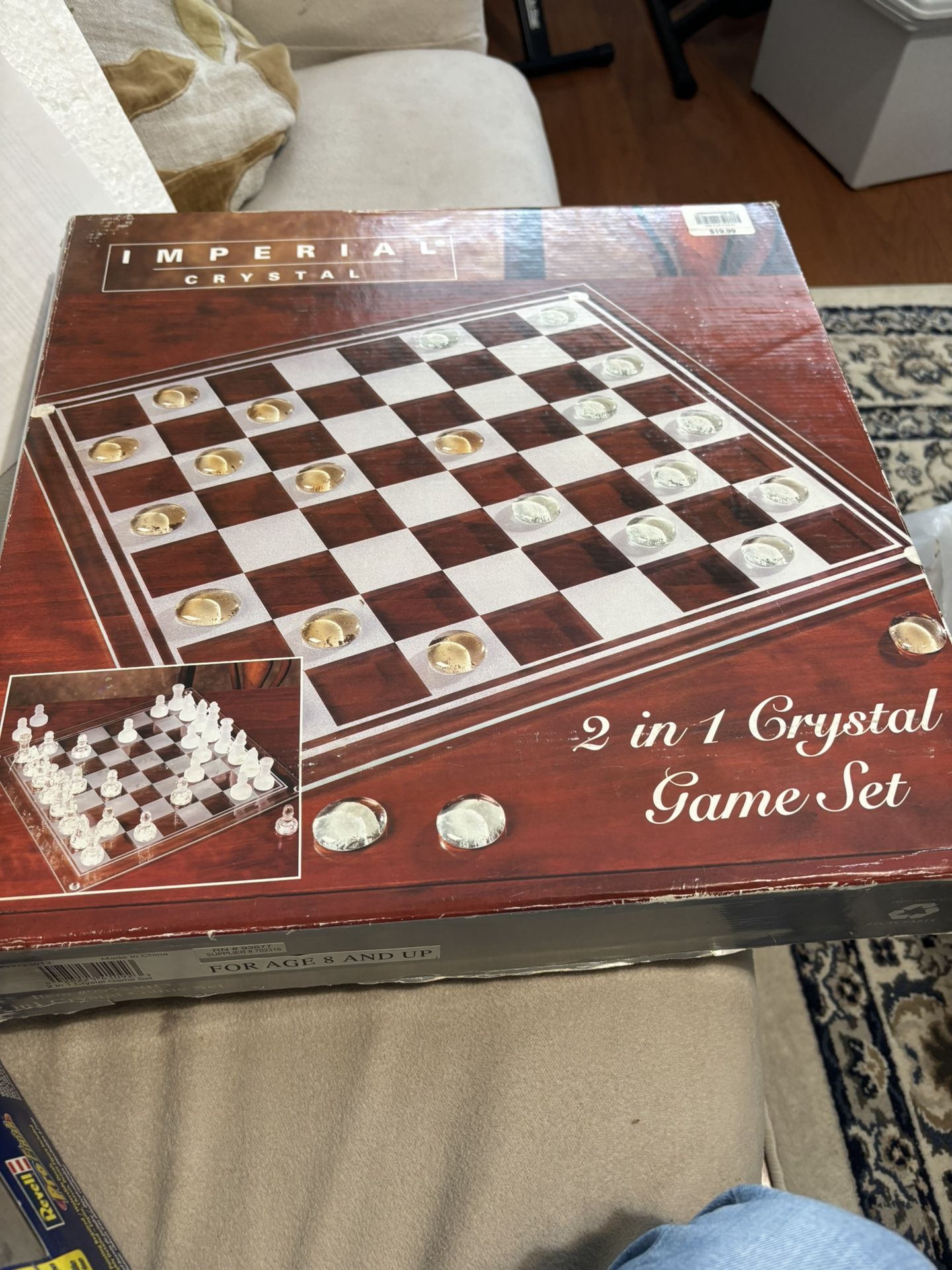Imperial Crystal 2-in-1 game set, including chess and checkers.