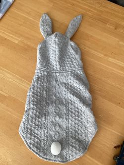Dog or Cat Gray Sweater with Bunny Ears and Tail