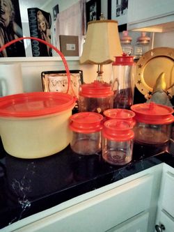 Vintage Cake Taker And Canister Set