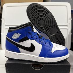  Size 4.5Y Kids Air Jordan 1 Mid (GS) Shoes Game Royal Black White