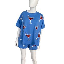 Fantastic Fawn Sequin Cocktail Accent Oversized Top Sz Medium 