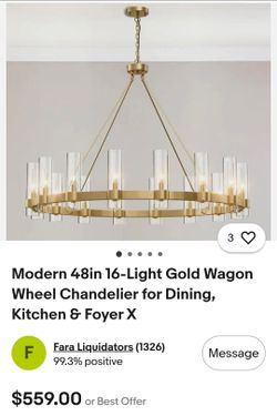 48in 16-Light Gold Wagon Wheel Chandelier