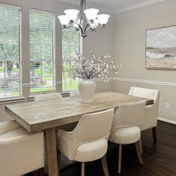 Beautiful Modern White Dining Set - 6 Chairs - Wood Table - Same Day Delivery 📦