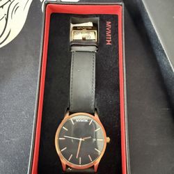 MVMT Classic Rose Gold Black Leather Watch 