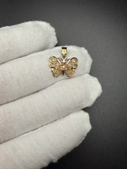 10K Tri-Color Butterfly Pendant