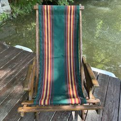 Vintage/Antique Folding, Wood and Canvas Sling Back Chair
