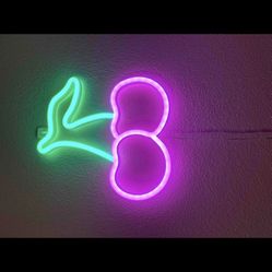 1pc Cherry Led Neon Sign Usb & Battery Powered Wall Neon Signs For Bedroom Home Wedding Party Decoration