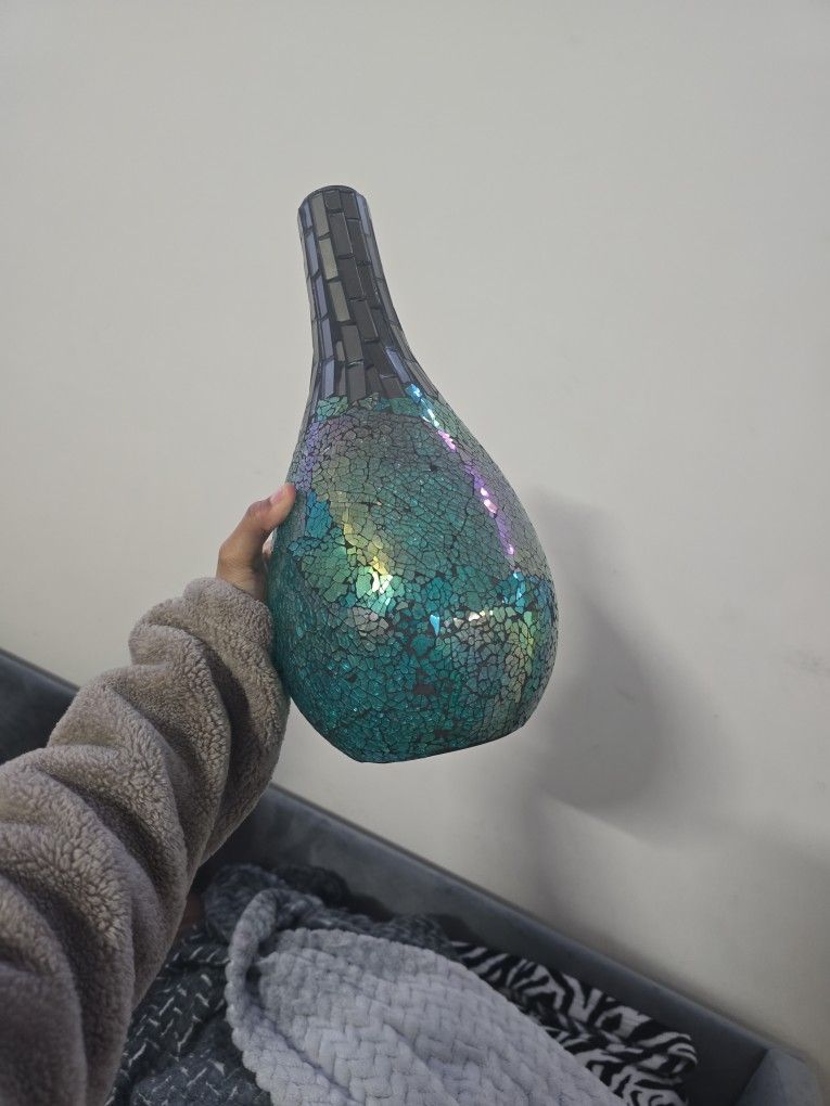 Irredecent Glass Mosaic Vase