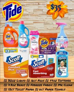 LARGE TIDE LAUNDRY Detergent Household Mr Clean Febreze Downy Paper Towels BUNDLE 🔥