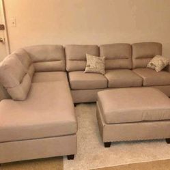Brand New Sectional Sofa Couch With Ottoman (new In 3 Boxes) 