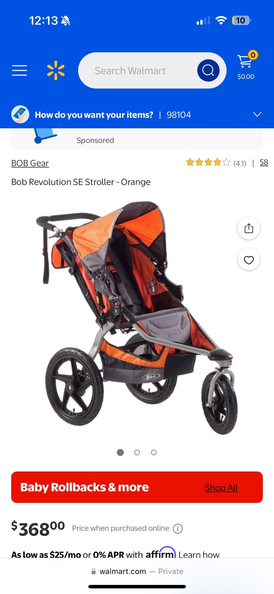 BOB Running Stroller $100 OBO