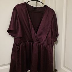 Torrid Plum Surplice Top With Flutter Sleeves