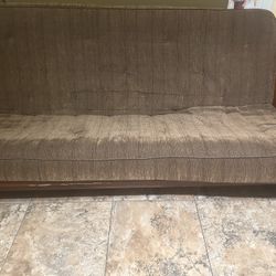 Brown Futon With Wood Frame 