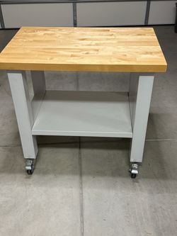 Rolling Workbench with Butcher Block Top 36x24