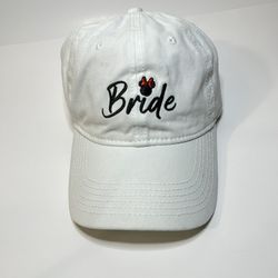 Disney Parks Bride Wedding Minnie Mouse Icon White Baseball Cap Hat New