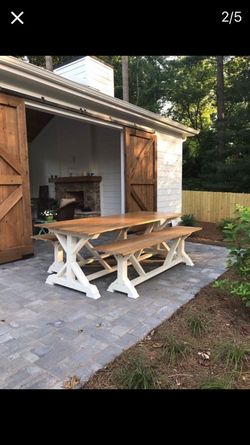 Freshly built Farmhouse tables and benches! Built to order!