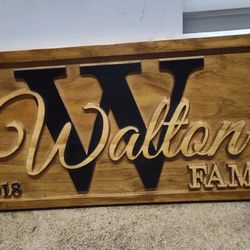 HUGE WOOD WALTON FAMILY SIGN

