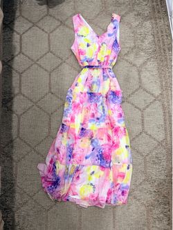 DKNY Floral Maxi Dress Women’s Size 12 Colorful Tiered Long Dress 🌸