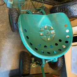 Garden Seat With Wheels + Basket 